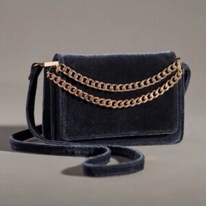 Anthropologie Velvet Crossbody Wallet Bag